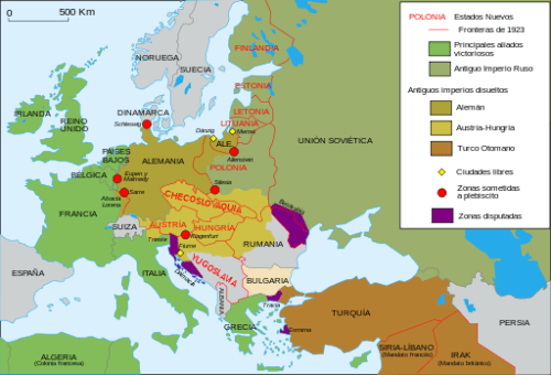 Mapa de Europa tras la Primera Guerra Mundial