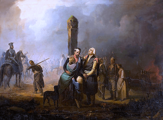 "Cruzando la frontera prusiana", obra de Franciszek Faliński en 1831