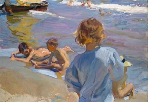 cuadro niños en la playa de sorolla