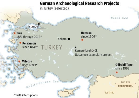 mapa de excavaciones alemanas en turquia