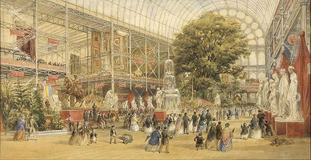 La reina Victoria inaugurando la Exposición Universal de 1851 en el Crystal Palace de Londres, Prior Thomas Albert, 1851, acuarela y guache.