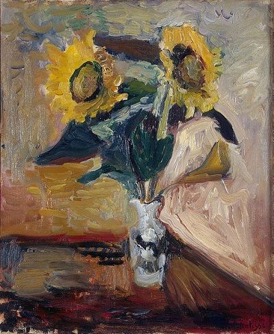 Jarrón con girasoles, Henri Matisse, 1898-99, óleo sobre lienzo. La influencia de Van Gogh es más que evidente en esta obra.