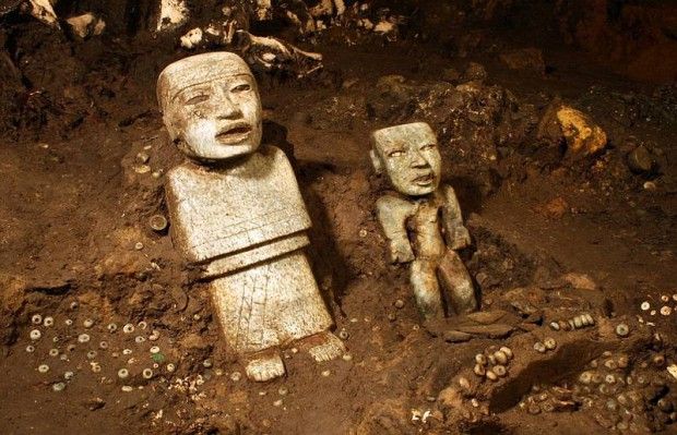 Esculturas encontradas en Teotihuacán. Imagen: Proyecto Tlalocan-INAH