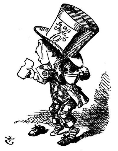 El Sombrerero, ilustración original de John Tenniel (1869)