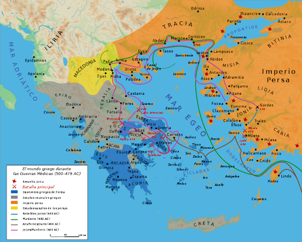 mapa guerras persas batalla termopilas