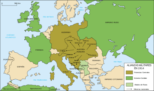 mapa de las alianzas europeas primera guerra mundial