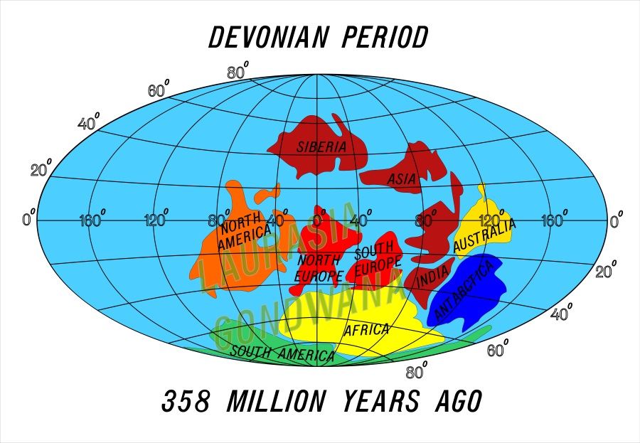 continentes periodo devonico