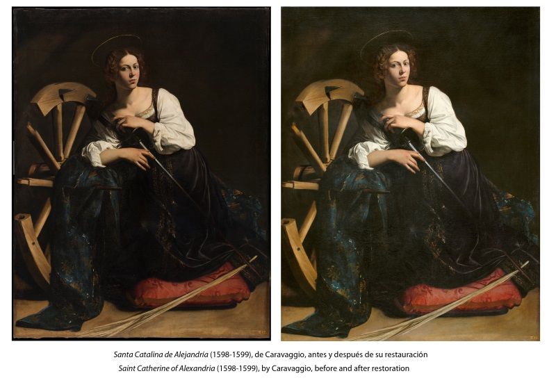 antes y despues santa catalina de alejandria caravaggio