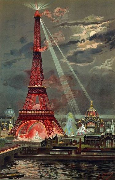 torre eiffel iluminada noche 1889