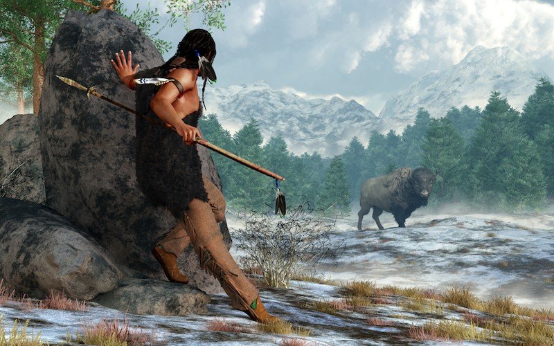 hombre prehistoCC81rico cazando bisonte - Narrativa Histórica  (Voz humana)