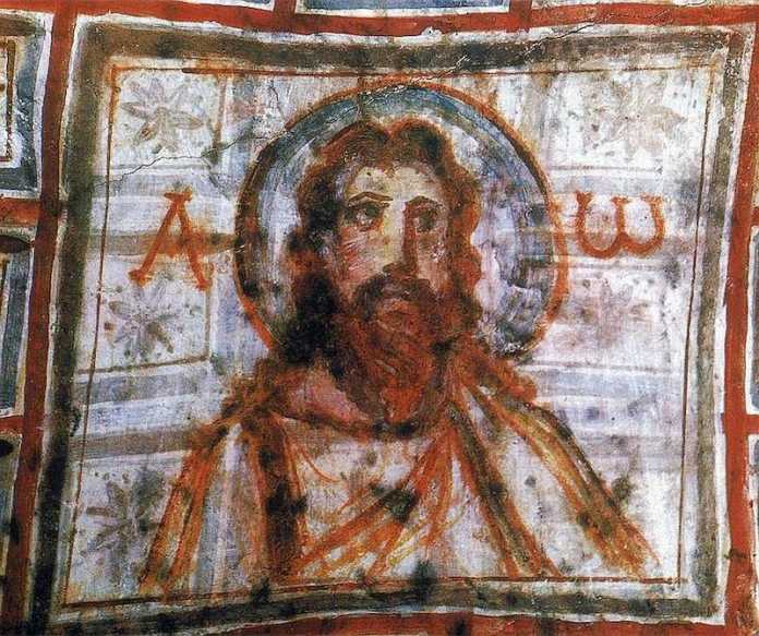 pintura mural de jesus arte paleocristiano