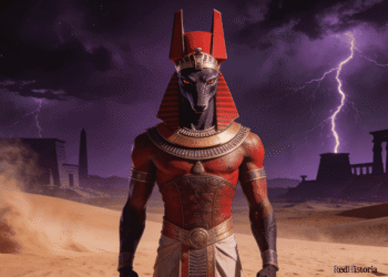 Set dios del caos corona roja bestia extraña desierto tormentas Egipto