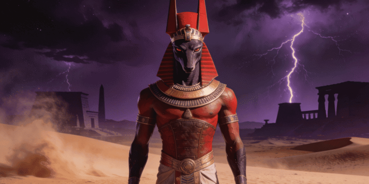 Set dios del caos corona roja bestia extraña desierto tormentas Egipto