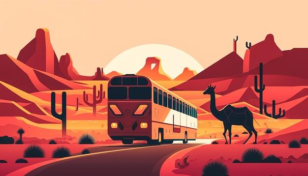 Foto gratuita los viajes en autobús en el desierto ia generativa
