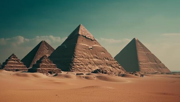 Foto gratuita majestuoso paisaje piramidal ruinas antiguas escultura esfinge generada por ia