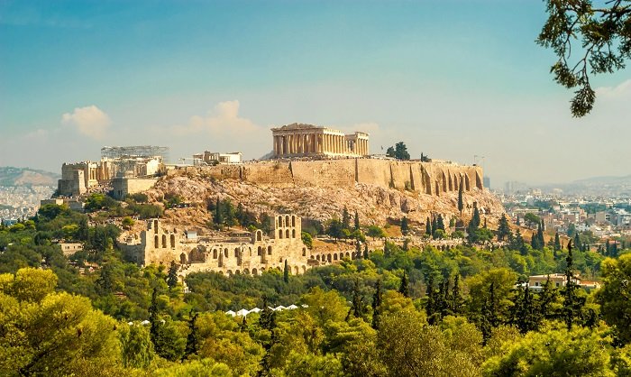 Vista panorámica del Acrópolis de Atenas