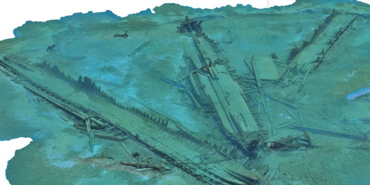 Restos del Margaret A. Muir. Crédito: Wisconsin Underwater Archeology Association
