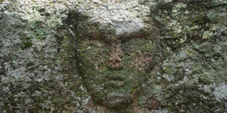 Misterioso rostro de piedra hallado en Kazajistán. Crédito. Akmola Region, gov.kz.