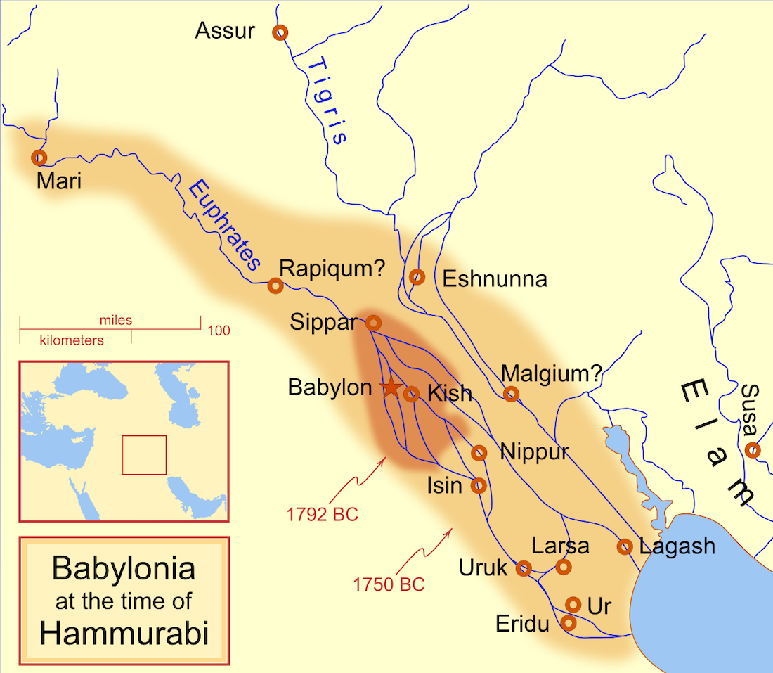 mapa babilonia hammurabi
