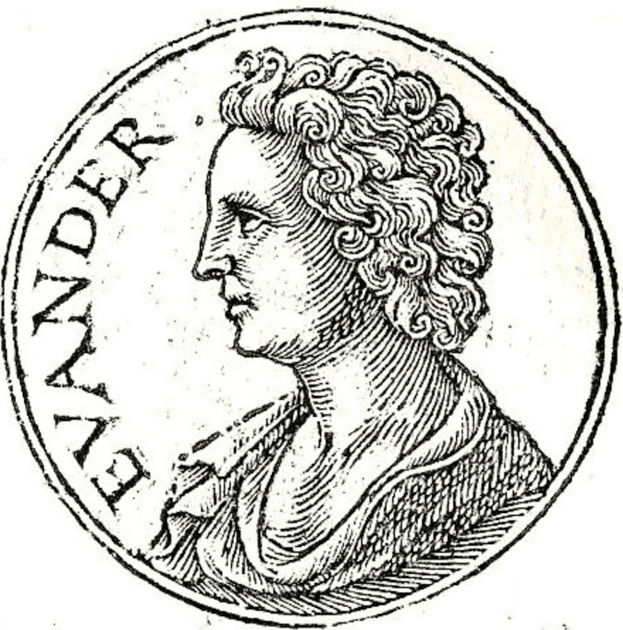 efigie de evandro heroe lacio roma