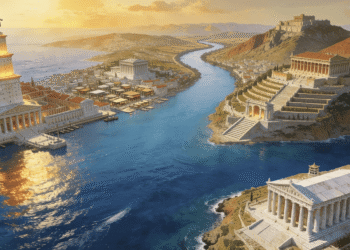 Las cuatro grandes ciudades helenísticas del Mediterráneo - Alejandría, Antioquía, Pérgamo y Éfeso conectadas por rutas comerciales.