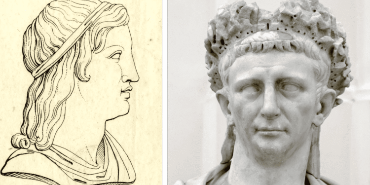 Claudio, emperador romano, tal como fue retratado por el historiador antiguo Suetonio en su obra sobre los emperadores romanos