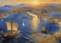 Comercio mediterráneo antiguo: rutas comerciales, puertos principales y navegación de barcos antiguos en la economía helenística y romana.
