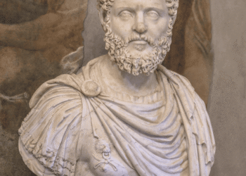 Didio Juliano, emperador romano 193 dC, el único emperador comprado en subasta por la Guardia Pretoriana. Senador rico que ofreció 25.000 denarios por soldado. Reinó 66 días antes de ser ejecutado por Septimio Severo en el Año de los Cinco Emperadores