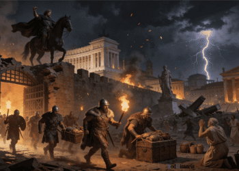 Saqueo de Roma 410 dC Alarico visigodos invasión ciudad destruida fuego pillaje tesoros