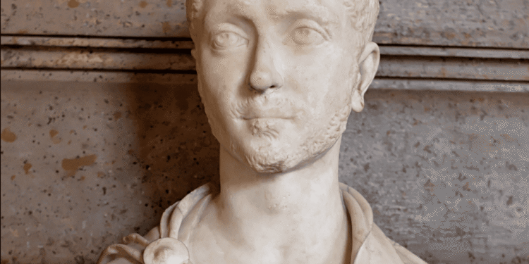 Alejandro Severo, emperador romano (222-235 dC). Busto que muestra al joven emperador que fue asesinado a los 27 años por sus propias tropas. Alejandro fue el último emperador de la Dinastía Severa y su muerte marcó el inicio de la Crisis del Siglo III, un período de 50 años de anarquía imperial con 50 emperadores diferentes.