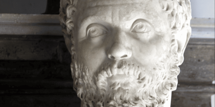 Clodio Albino, emperador romano 193-197 dC, gobernador de Britania y rival occidental de Septimio Severo en el Año de los Cinco Emperadores. General militar que negoció acuerdo de neutralidad durante 4 años pero fue traicionado y derrotado en la batalla de Lugdunum (Lyon) el 19 de febrero de 197 dC, siendo ejecutado después de su derrota junto con su familia.