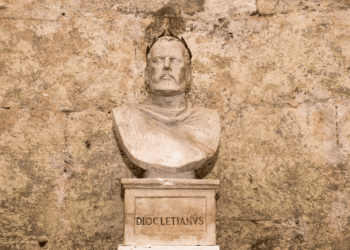 Busto Diocleciano emperador romano 244-316 escultura retrato mármol reformador tetrarquía