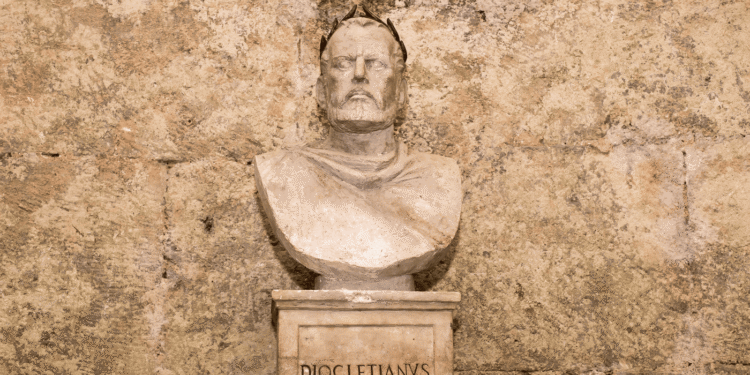 Busto Diocleciano emperador romano 244-316 escultura retrato mármol reformador tetrarquía