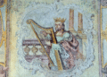Pintura del rey David tocando el arpa, símbolo bíblico de los salmos y la alabanza a Dios
