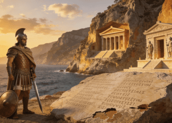 Reyes licios. Rey en acantilado con tumbas monumentales talladas en roca y escritura licia grabada, siglo IV a.C.