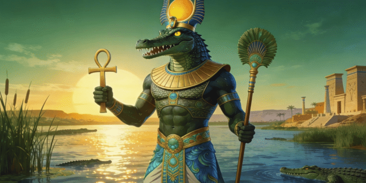 Sobek dios cocodrilo del Nilo y la fertilidad, protector de las aguas y de las cosechas en el antiguo Egipto