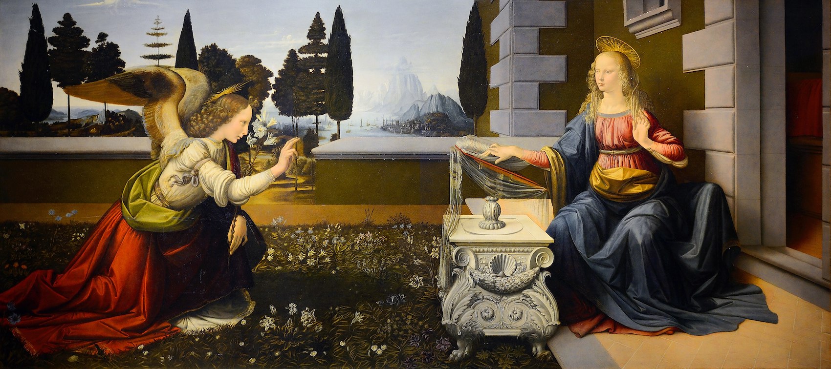 la anunciación de Leonardo da Vinci