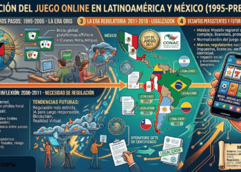Infografía sobre la evolución del juego online en Latinoameríca y México.