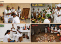 Cuatro rituales de exorcismo en las religiones afroamericanas: santería cubana con paloma y ofrendas, candomblé brasileño con mãe de santo y tambores, umbanda con passe y figuras de santos, y vudú haitiano con vévé trazado en el suelo