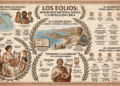 Los eolios: Safo como "Décima musa", poesía lírica personal, estrofa sáfica, Alceo patriótico, Terpandro y música griega, lira de siete cuerdas, dialecto Eolio, legado 2.500 años de poesía lírica occidental.